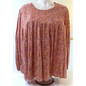 NWT WONDERLY floral baby doll BOHO peasant Blouse tunic Top PLUS 3X MSRP $54